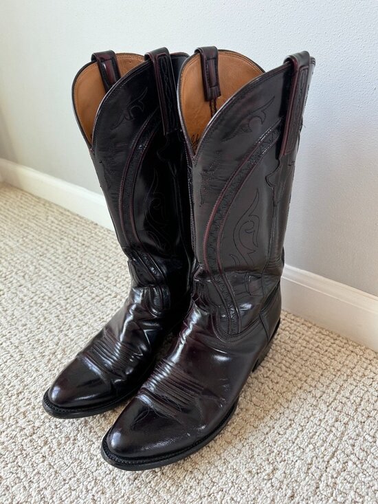 Lucchese Gavin Cowboy Boots, Black Cherry, Men\'s 8.5 main image 6